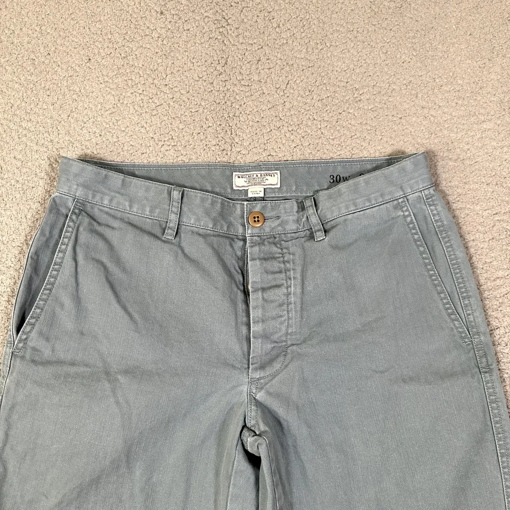 Wallace & Barnes Shorts Mens‎ 30 Blue Cotton Button Fly Casual Preppy Chino Logo